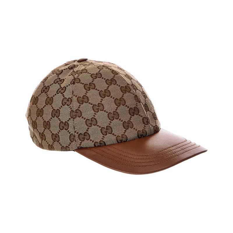Gucci Gg Canvas & Leather Baseball Hat, Brown